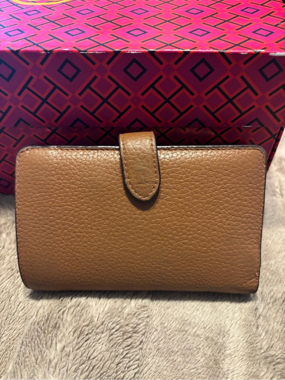 kate spade bronze pebbled leather bi-fold medium wallet